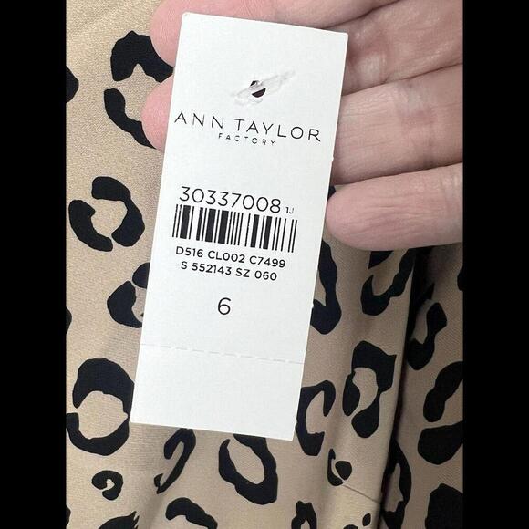 Ann Taylor NWT Black Beige Cheetah‎ Animal Print Square Neck Shift Dress Sz 6 - Picture 4 of 4